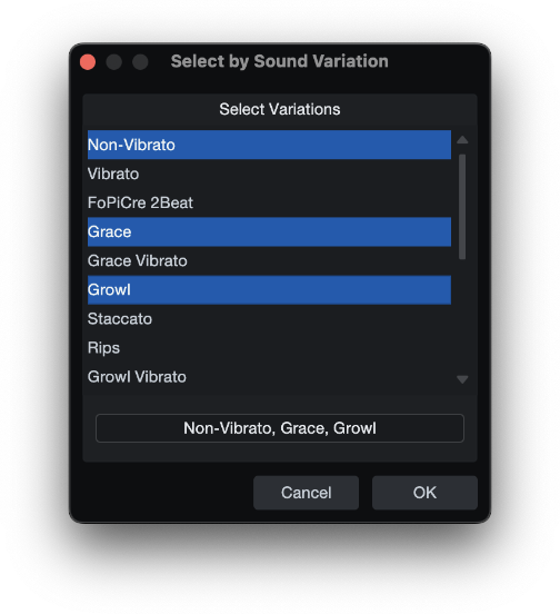 Select by Sound Variation