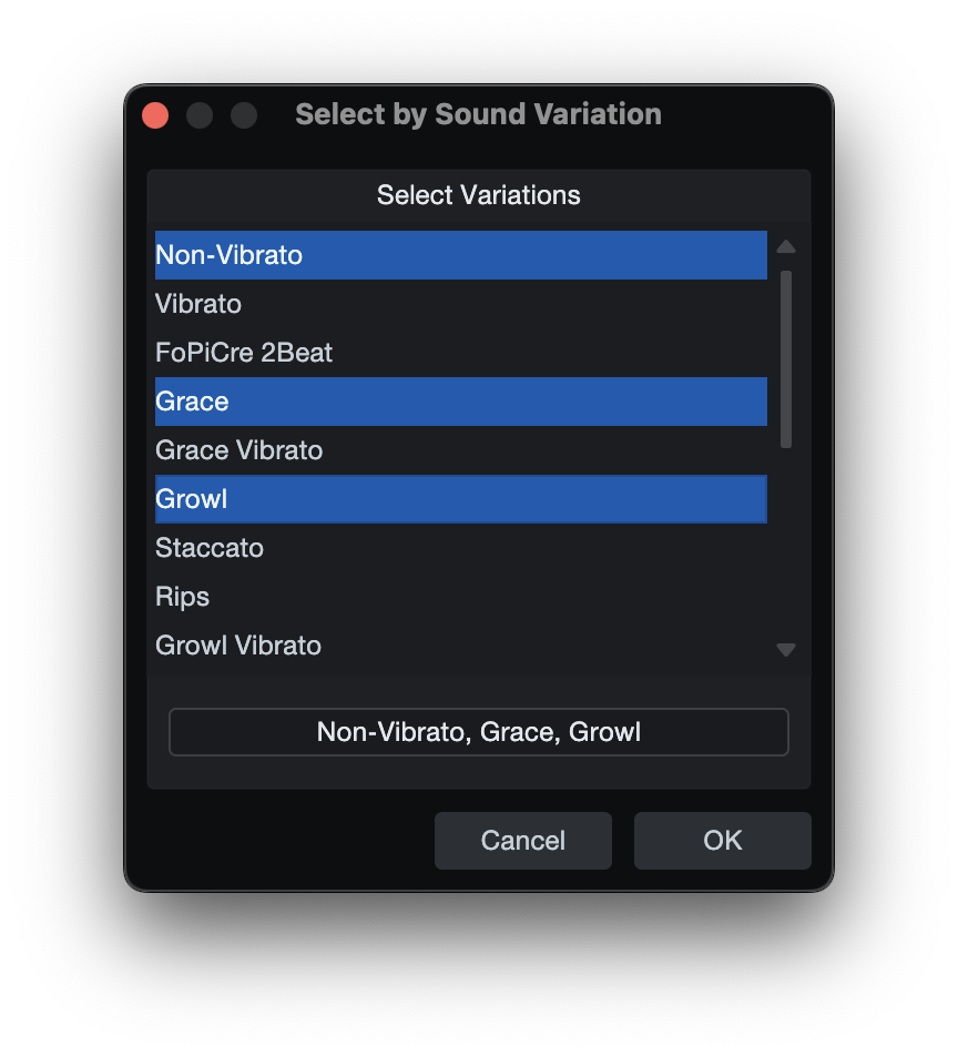 Select by Sound Variation